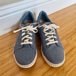 Clarks Blue Canvas Lace-Up Sneakers with Cream Laces